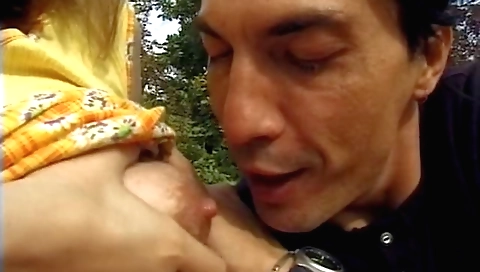 German preggy wench copulates outdoor