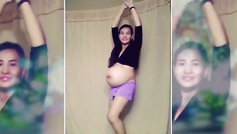 Dancing and Teasing Pregnant Babe